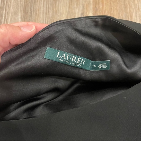 Lauren Ralph Lauren One Shoulder Mini Dress Women’s Sz 14 Black Classic Elegant - Picture 4 of 8